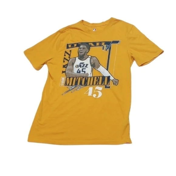 NBA Mens T-shirt Sz S Donovan Mitchell Utah Jazz Yellow Basketball Sports Sporty - Picture 1 of 6